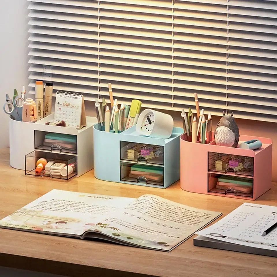 2 Drawers Simple Pen Holder, Multifunction Pencil Storage Box, Student Office Stationary Organizer, Transparent Drawer Storage Organizer, Large Capacity Sundries Storage Box, Countertop Transparent Cabinet Desk Organizer 2 Drawers Simple Pen Holder, Multifunction Pencil Storage Box, Student Office Stationary Organizer, Transparent Drawer Storage Organizer, Large Capacity Sundries Storage Box, Countertop Transparent Cabinet Desk Organizer